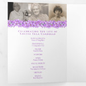 Funeral service programme paars vergeet-me-not drieluik programma (Binnenzijde eerst)