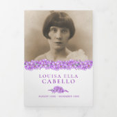 Funeral service programme paars vergeet-me-not drieluik programma (Cover)