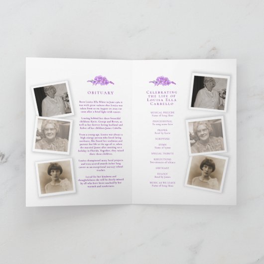 Funeral service programme paars vergeet-me-not fot programma (Binnen)