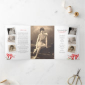 Funeral service programme red oranje crocus art drieluik uitnodiging (Binnen)