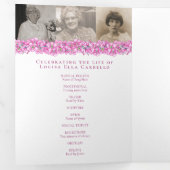 Funeral service programme roze vergeet-me-not bloe drieluik programma (Binnenzijde eerst)