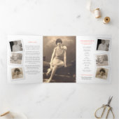 Funeral service programme striped roos red yellow drieluik uitnodiging (Binnen)