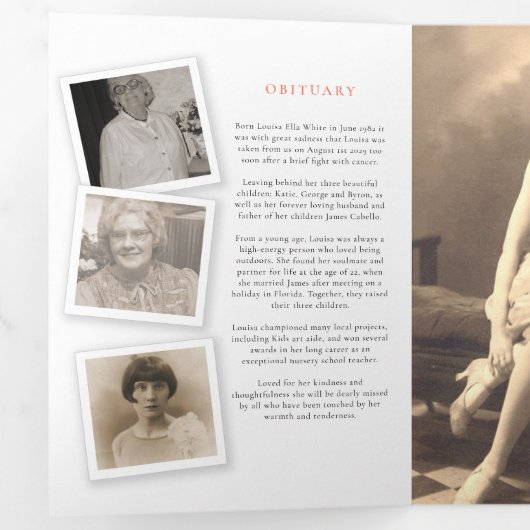 Funeral service programme striped roos red yellow drieluik uitnodiging (Binnenzijde eerst)