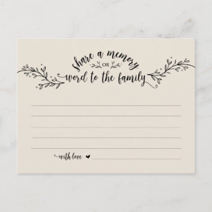 Funeral Service, Rustic Cream, Deel een geheugenka Briefkaart