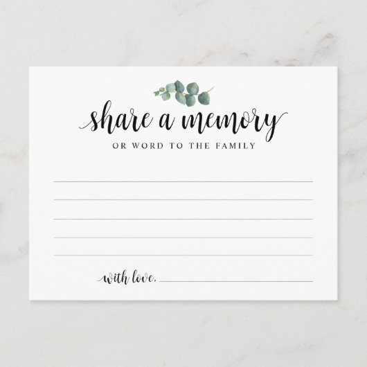 Funeral Service, Share a memory, Sympathy Card Briefkaart (Voorkant)