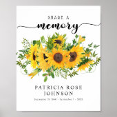 Funeral Share a Memory Sunflower Sign Poster (Voorkant)