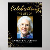 Funeral Sign. | Viering van Life Black Gold Poster (Voorkant)