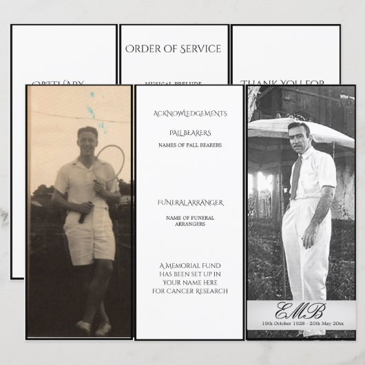 Funeral Simple Elegant Photo Order of Ceremony (Voorkant / Achterkant)