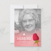 Funeral single red rose foto-herdenkingsgedicht (Voorkant)