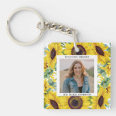 Funeral Sunflower Floral Photo Memorial Square Sleutelhanger (Voorkant)