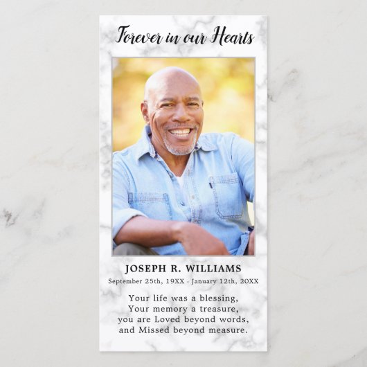 Funeral Sympathie Foto Memorial Prayer Bladwijzer (Voorkant)