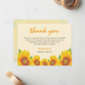 Funeral Sympathie Hartelijk dank voor de Sunflower Notitiekaartje (Voorkant / Achterkant in situ)