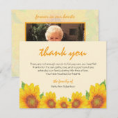 Funeral Sympathie Hartelijk dank voor de Sunflower Notitiekaartje (Voorkant / Achterkant)