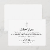 Funeral Sympathie Memorial Cross Hartelijk dank Bedankkaart (Voorkant / Achterkant)