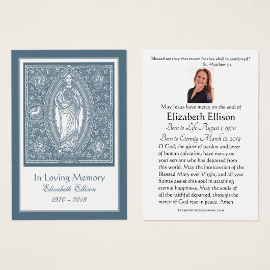 Funeral Sympathy Jesus Elegant Line Art Visitekaartje (Voorkant /achterkant)