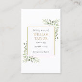 Funeral Sympathy Memorial Greenery Prayer Kaarten Visitekaartje (Voorkant)