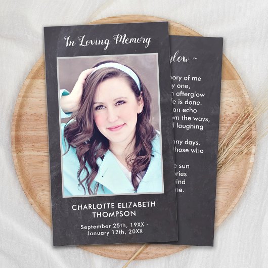 Funeral Sympathy Memorial Prayer Kaart Foto Slate Contactkaartje