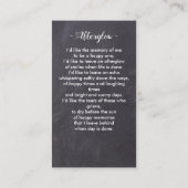 Funeral Sympathy Memorial Prayer Kaart Foto Slate Contactkaartje (Achterkant)