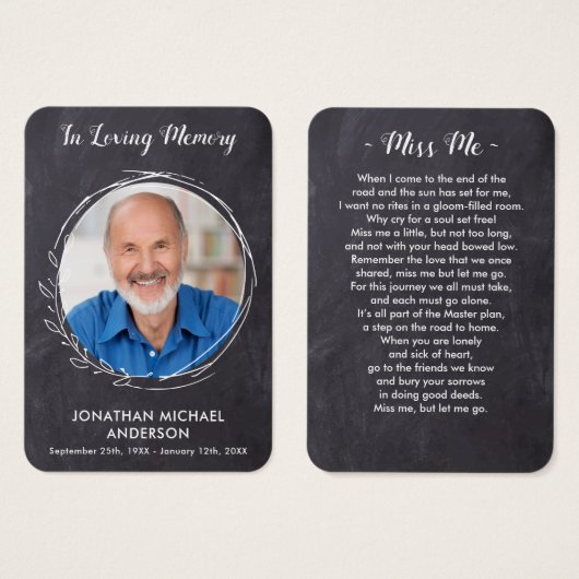 Funeral Sympathy Memorial Prayer Kaart met foto (Voorkant /achterkant)