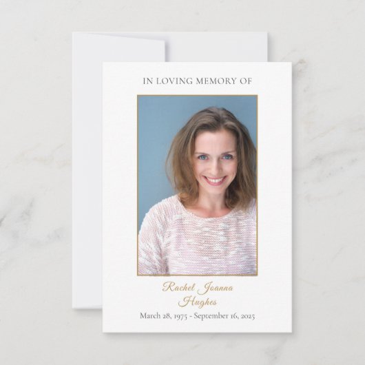 Funeral Sympathy Memorial Prayer Photo Card (Voorkant)