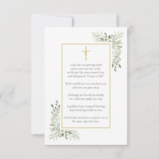 Funeral Sympathy Memorial Prayer Photo Card (Achterkant)