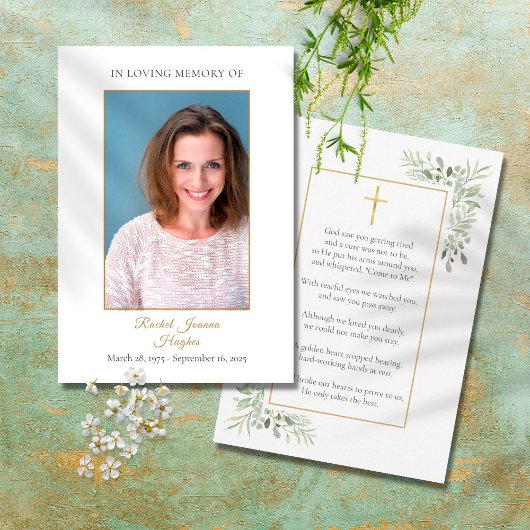 Funeral Sympathy Memorial Prayer Photo Card