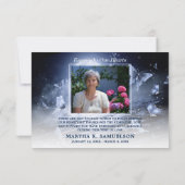 Funeral Sympathy Midnight Blue Butterfly FOTO Bedankkaart (Achterkant)