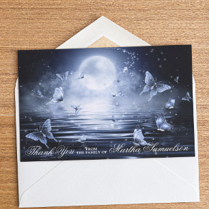 Funeral Sympathy Midnight Blue Butterfly FOTO Bedankkaart