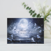 Funeral Sympathy Midnight Blue Butterfly FOTO Bedankkaart (Staand voorkant)