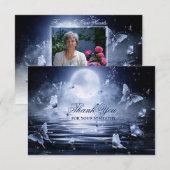 Funeral Sympathy Midnight Blue Butterfly FOTO Bedankkaart (Voorkant / Achterkant)