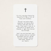 Funeral Sympathy Photo Forever Prayer Card Visitekaartje (Achterkant)