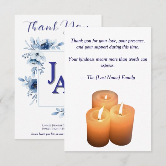 Funeral Thank You Card  Bedankkaart (Voorkant / Achterkant)