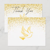 Funeral Thank You Card - Gouden Duif & Faux Glitte Briefkaart (Voorkant / Achterkant)