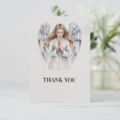 Funeral Thank You Card met een hemelse engel Bedankkaart (Staand voorkant)