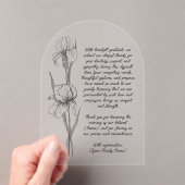 Funeral Thank You Card met handgetekende Iris Flow Acryl Uitnodigingen (Insitu (Draagbaar))