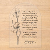 Funeral Thank You Card met handgetekende Iris Flow Acryl Uitnodigingen (Voorkant)
