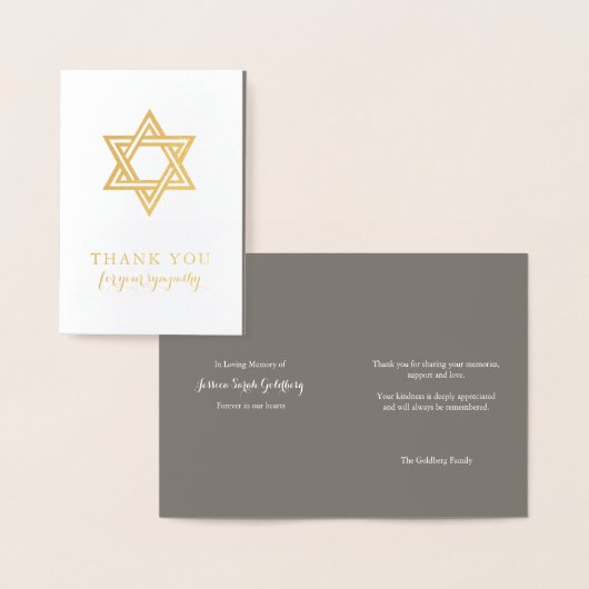 Funeral Thank You Cards Gouden Folie Ster van Davi Folie Kaarten (Display)
