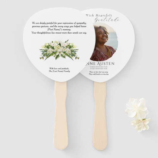 Funeral Thank You Fan – With Gratitude Handwaaier (Voorkant en achterkant)