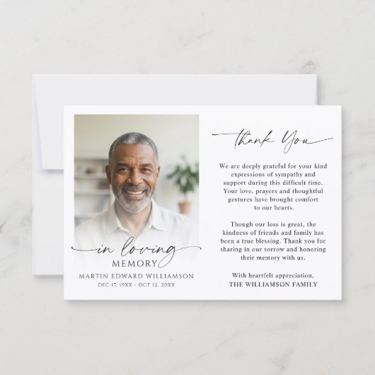 Funeral Thank You In Loving Memory Photo Bedankkaart (Voorkant)