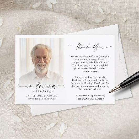 Funeral Thank You Photo In Loving Memory Bedankkaart