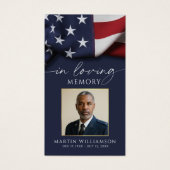 Funeral US Flag Military Photo Prayer Card Visitekaartje (Voorkant)