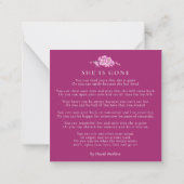 Funeral vergeet-me-nots dat ze een gedicht roze is notitiekaartje (Achterkant)