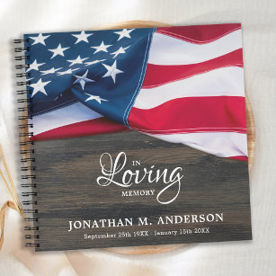 Funeral Veteran Memorial American Flag Guest Book Notitieboek