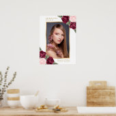 Funeral Welcome Red Pink Gold Floral Foto Sign. Poster (Keuken)