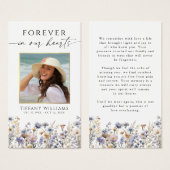 Funeral Wildflower Forever Hearts Prayer Card Visitekaartje (Voorkant /achterkant)