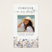Funeral Wildflower Forever Hearts Prayer Card Visitekaartje (Voorkant)