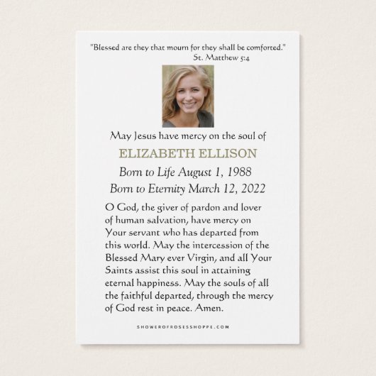 Funerale Militaire Amerikaanse Vlag Prayer Visitekaartje (Achterkant)