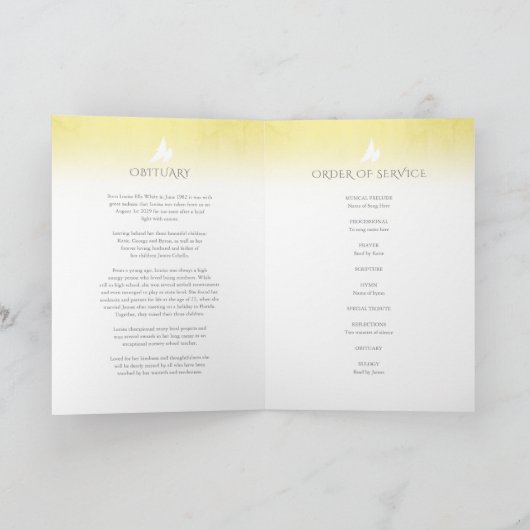 Funerale programmaorde van dienst gele roos programma (Binnen)