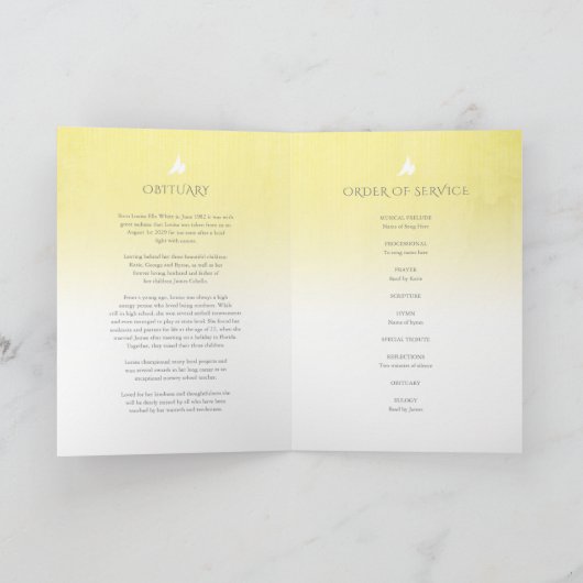 Funerale programmaorde van dienst gele roos programma (Binnen)