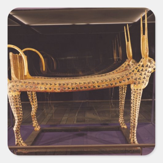 Funerary bed in de vorm van de heilige koe vierkante sticker (Voorkant)